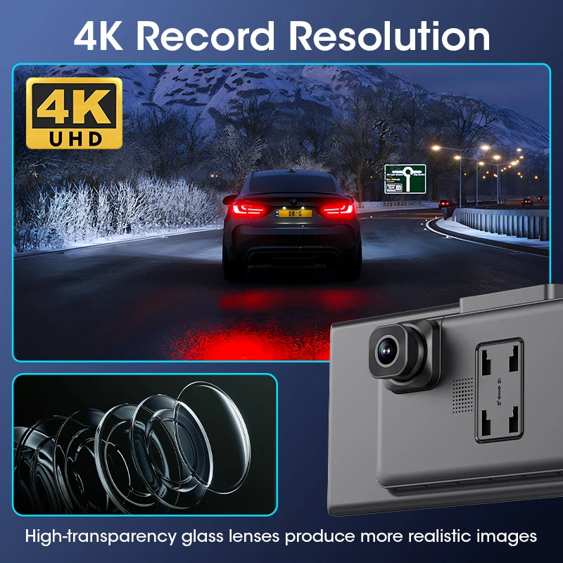 11.26" 4K Dash Cam with Wireless CarPlay & Android Auto | 5G WiFi GPS Navigation DVR