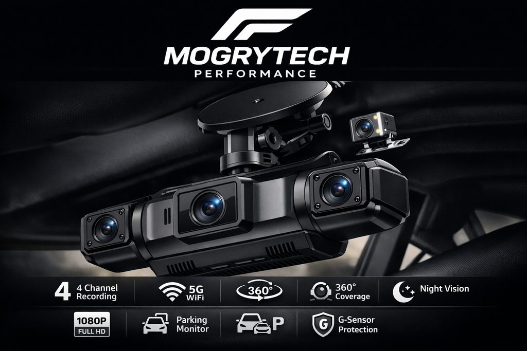 4-Channel WiFi Dashcam FHD 1080P | Front Left Right Rear Night Vision DVR